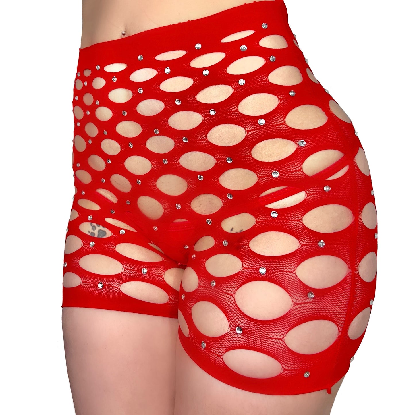 Icy Doll Bedazzled Shorts Set: Red
