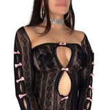 Lil' Sweetie Dress w. Sleeves: Black w. Pink Bows