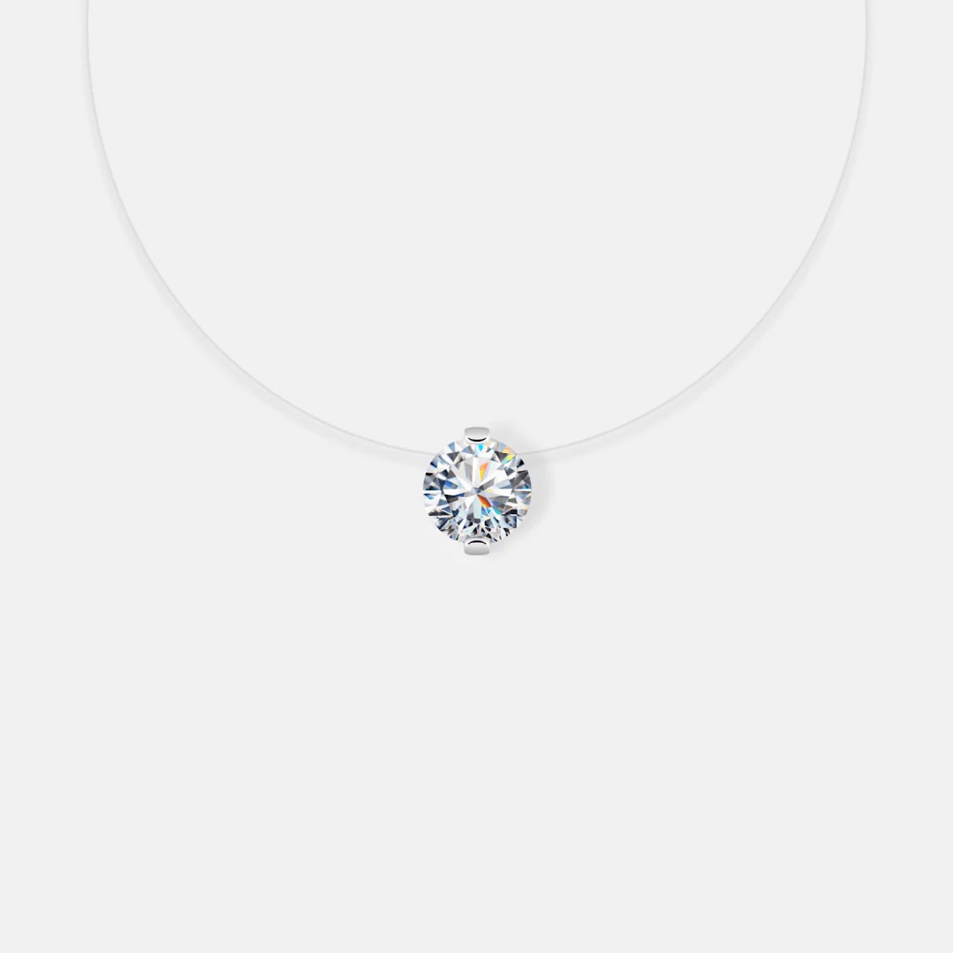 Floating Diamond Invisible String Necklace: Clear Stone – Angel Candy Shop
