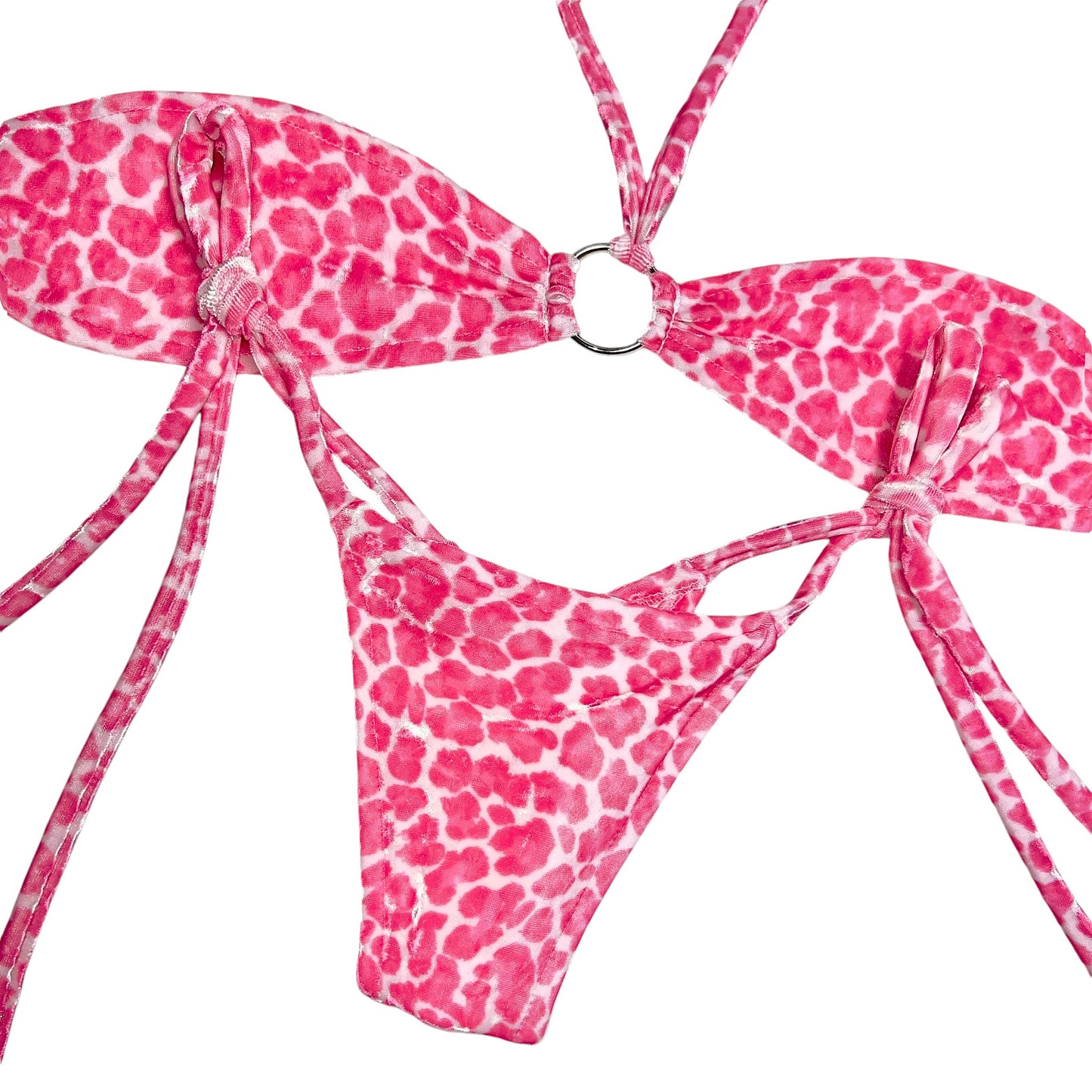 ACE Micro Bandeau Side Tie Set: Kitten Velvet Pink n’ White