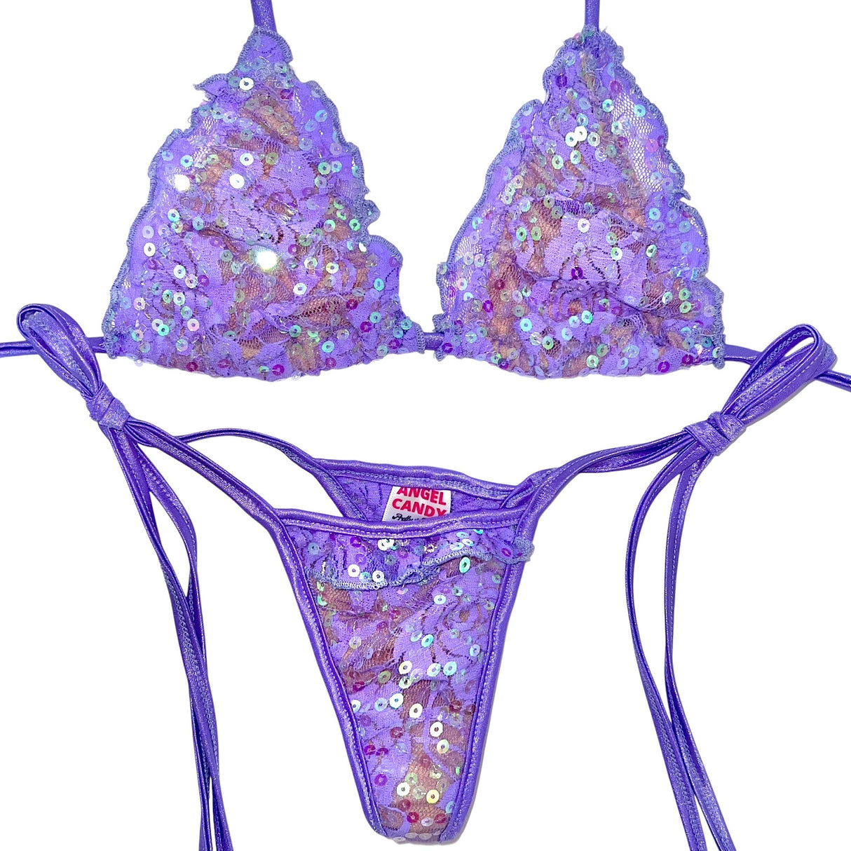 Girly Pop Frilly Trim Set: Fairy Sequin Lace Lilac