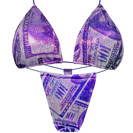 ACE Tieable Microkini: HU$TLER Sparkly Money Purple