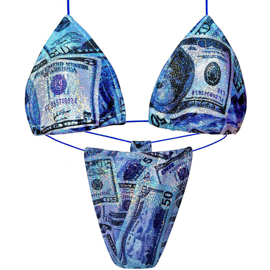 ACE Tieable Microkini: HU$TLER Sparkly Money Blue