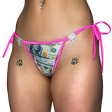 Baby Ice Mini Side Tie Kini: Green Money Hot Pink Trim