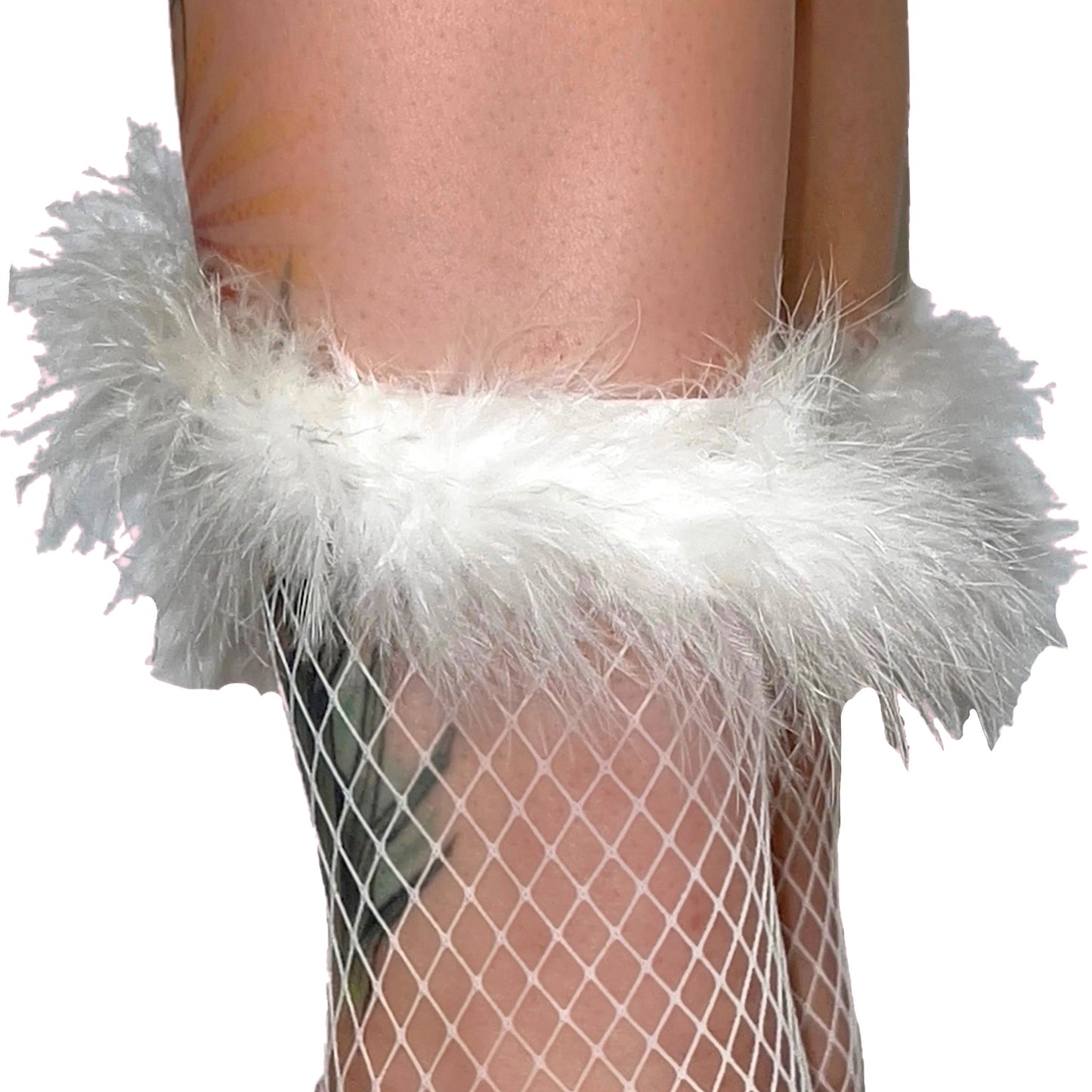 Baby Spice Feather Fishnet Socks: White