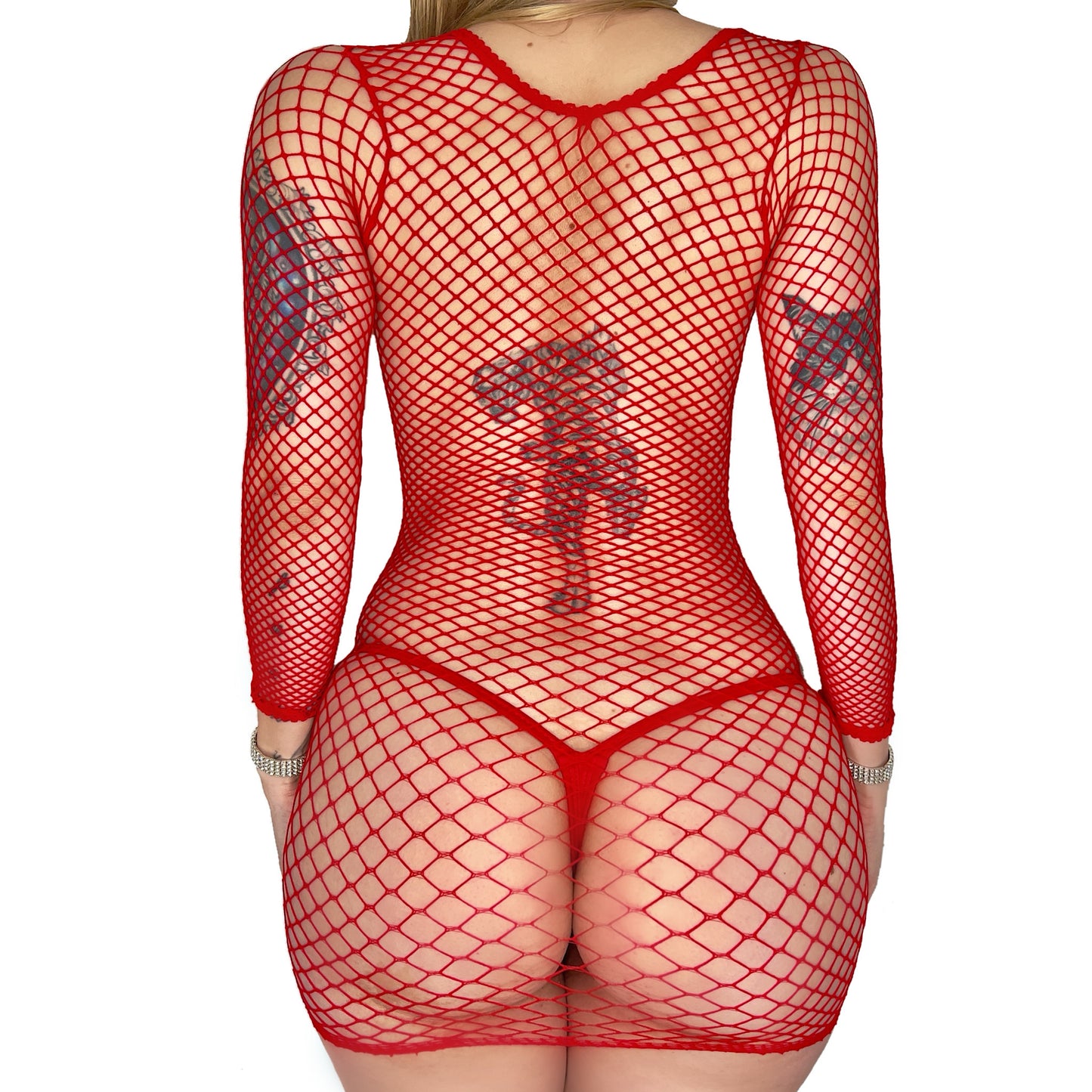 Crave You Fishnet Dress: Red