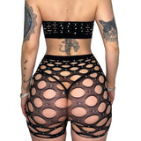 Icy Doll Bedazzled Shorts Set: Black