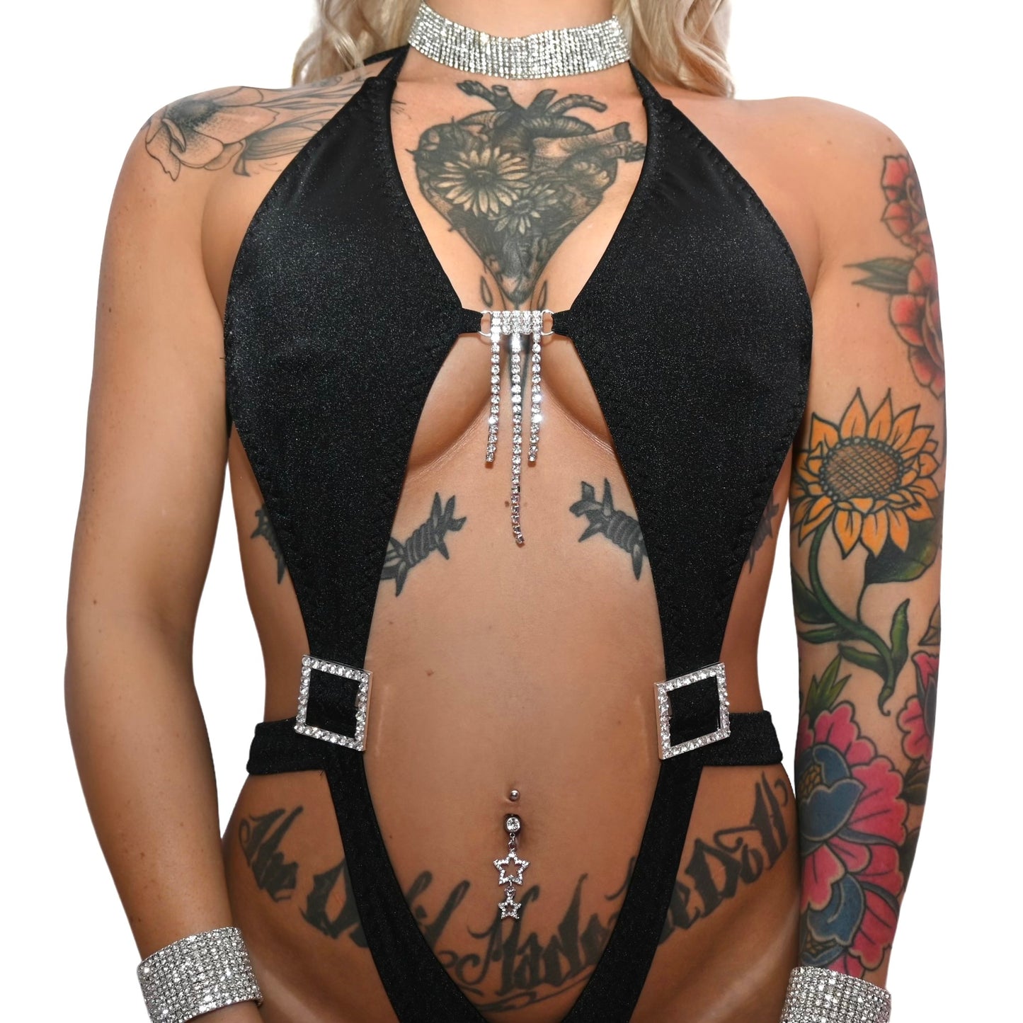 Jaw Dropper Onesie w. Diamonds: Black