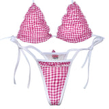 Girly Pop Frilly Trim Set: Mesh Gingham Pink & White