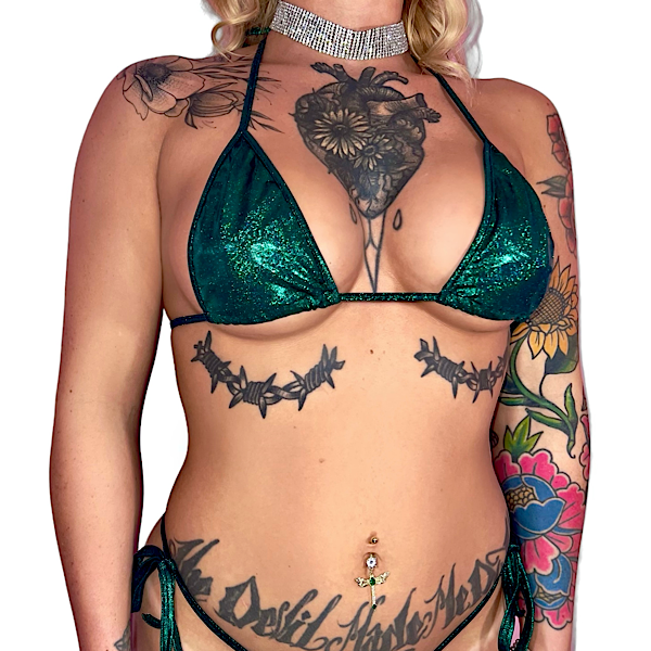 Twinkle Lil' Star Side Tie Set: Sparkly Emerald Green