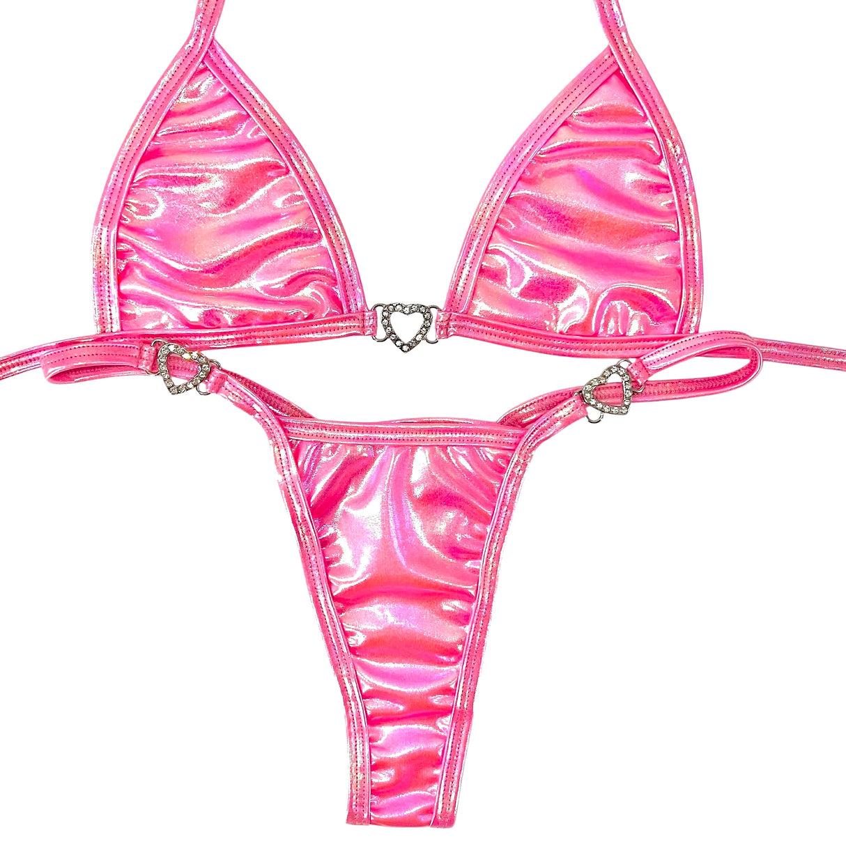 Love Island Iridescent Thong Set: Holo Pink
