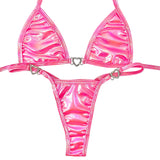Love Island Iridescent Thong Set: Holo Pink