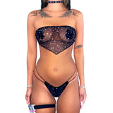 AC Bedazzled Elastic Strap Thong: Demon Time Black