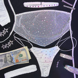 AC Bedazzled Bandana Top: Like a Virgin White Mesh