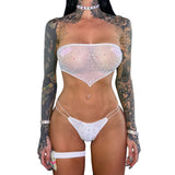 AC Bedazzled Bandana Top: Like a Virgin White Mesh