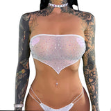 AC Bedazzled Bandana Top: Like a Virgin White Mesh