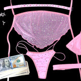 AC Bedazzled Elastic Strap Thong: Princess Baby Pink