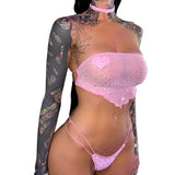 AC Bedazzled Elastic Strap Thong: Princess Baby Pink