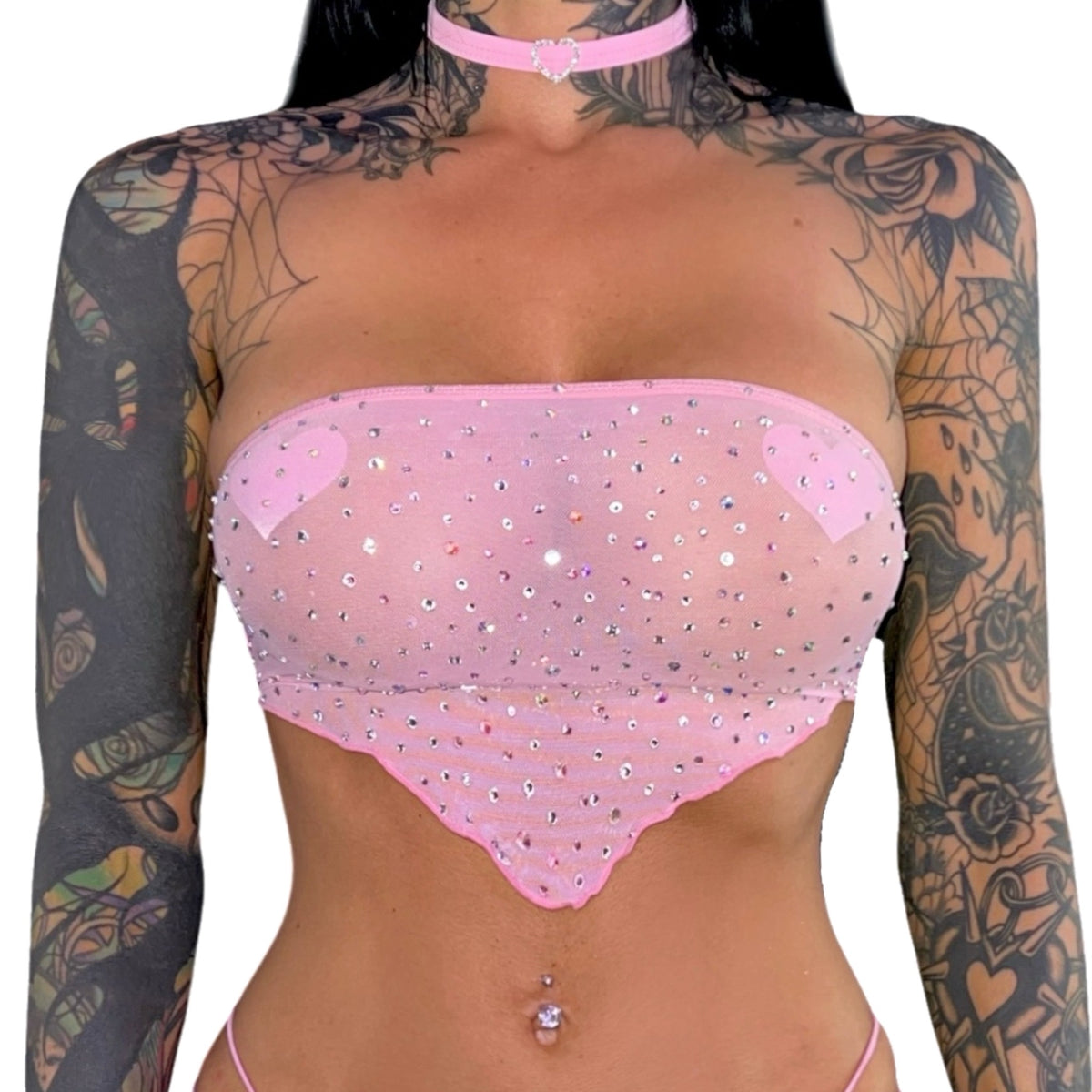 AC Aura Bedazzled Thong Set: Princess Baby Pink