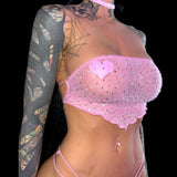 AC Aura Bedazzled Thong Set: Princess Baby Pink
