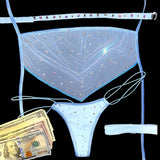 AC Bedazzled Elastic Strap Thong: Baby Girl Blue