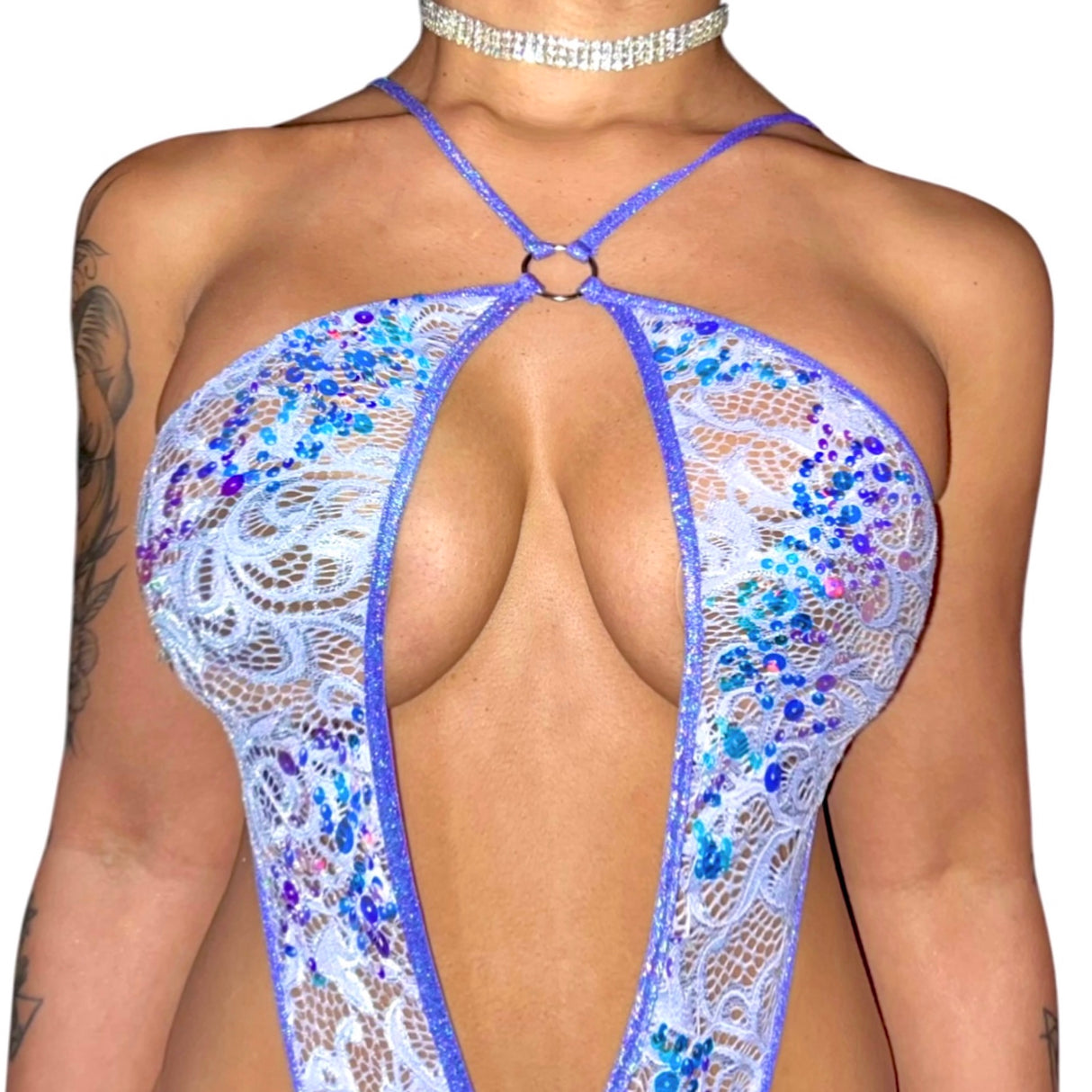 Pure Bliss Sequin Lace Onesie: Lilac