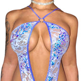 Pure Bliss Sequin Lace Onesie: Lilac