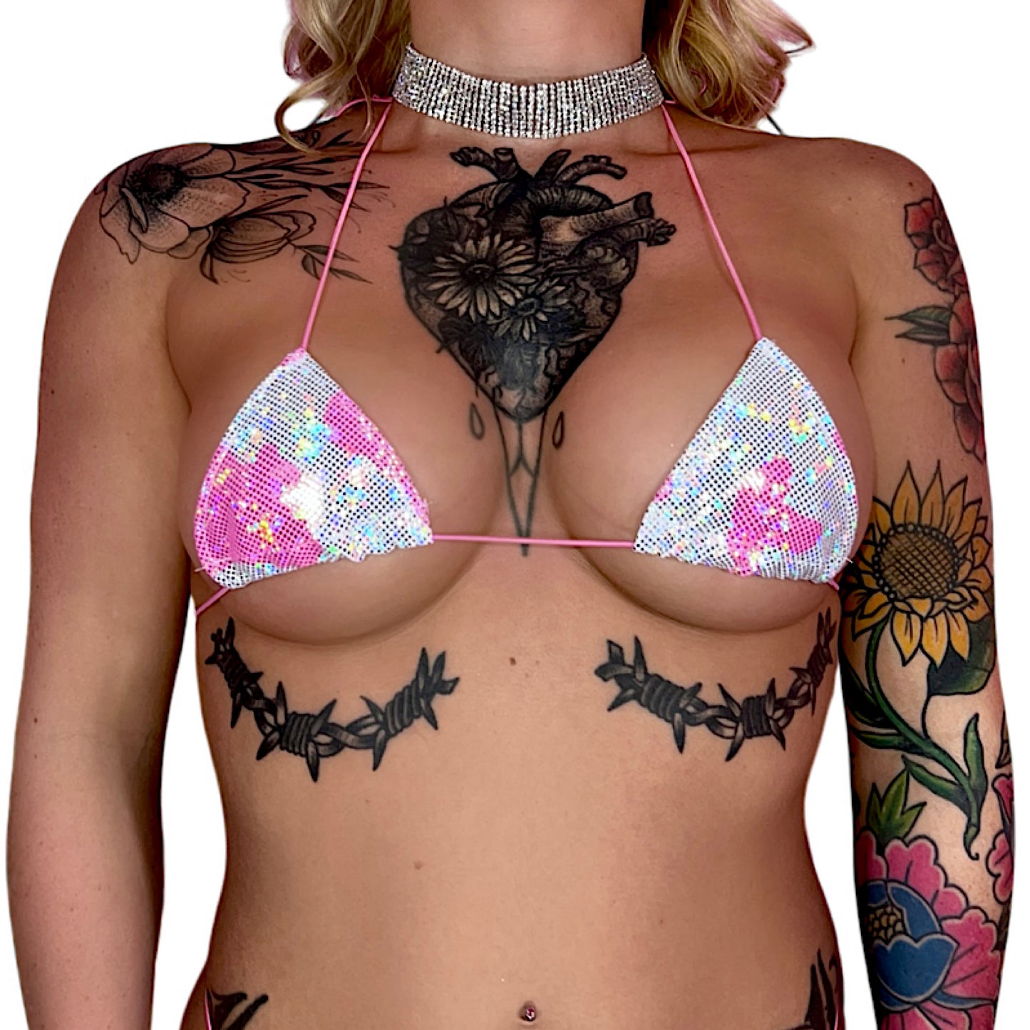 ACE Tieable Microkini + Garter: Strawberry Milk