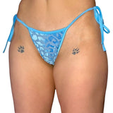 She's Perfect Mini Side Tie Kini: Velvet Leopard Mesh Baby Blue