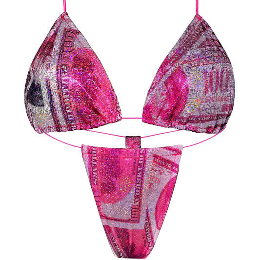 ACE Tieable Microkini: HU$TLER Sparkly Money Pink