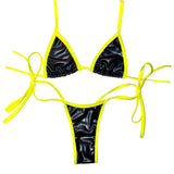 Lil Succubus Side Tie Set: Black Vinyl & Neon Yellow