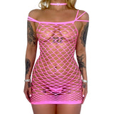 Grippy Neon Net Dress: Pink