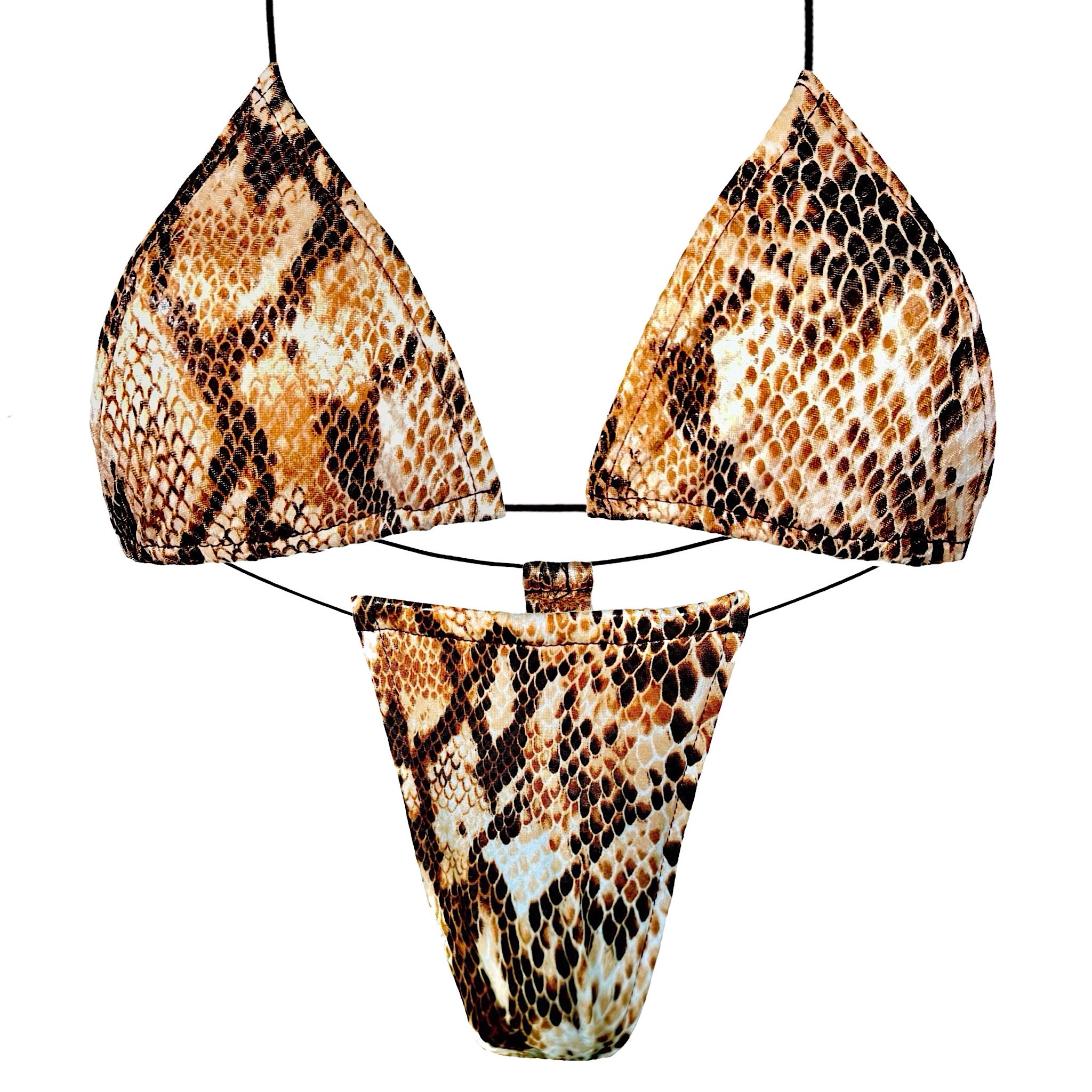 Stripper Exotic Dancer 2 Piece Microkini Set: Brown Snakeskin