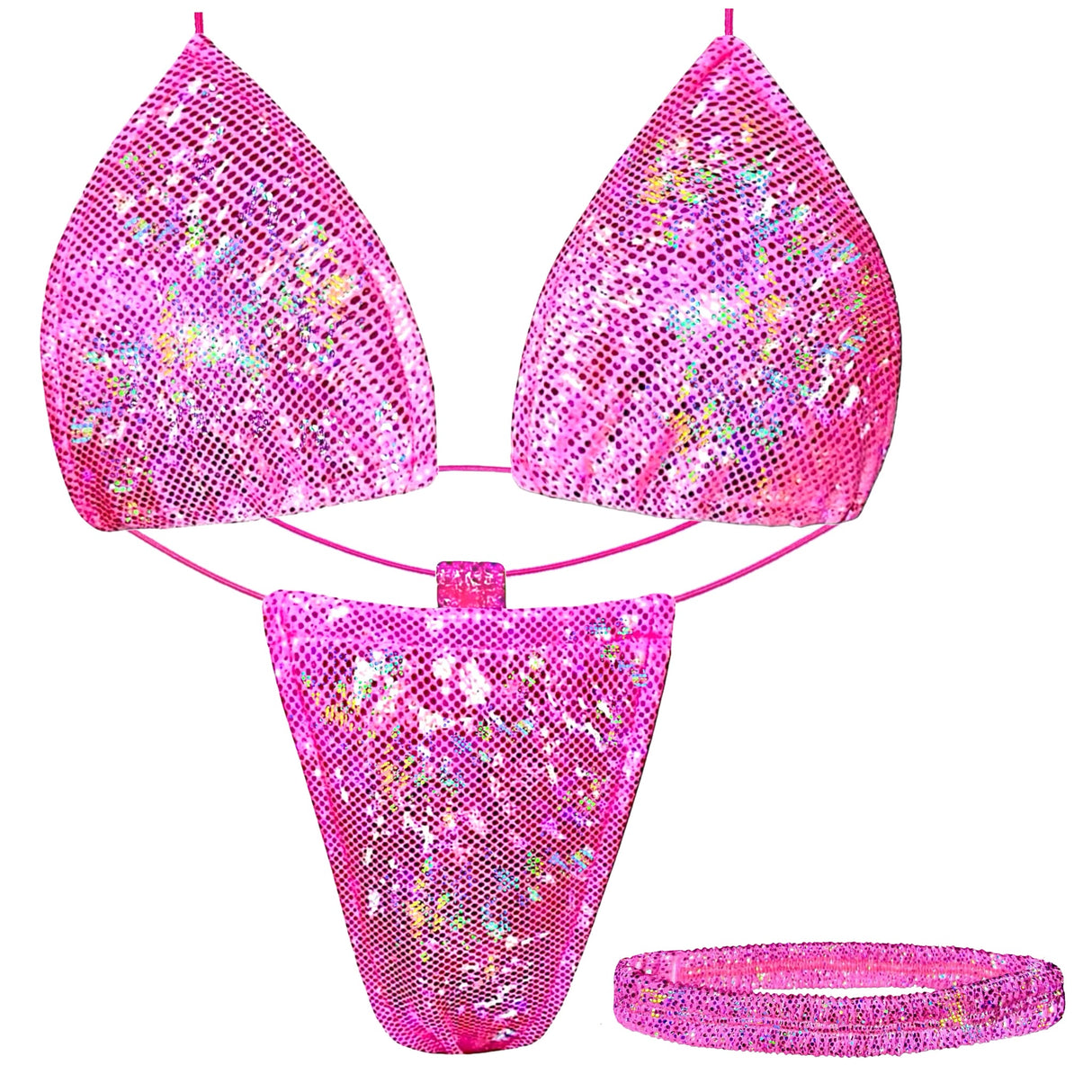 ACE Tieable Microkini + Garter: Halo Hot Pink