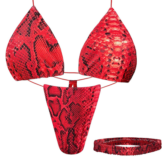 ACE Tieable Microkini + Garter: Venom Red