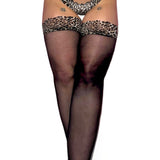 Lace Top Mesh Thigh Highs: Leopard n' Black