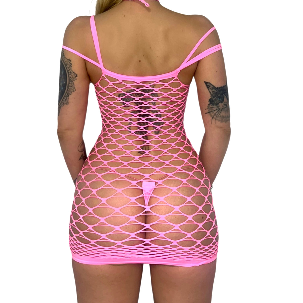 Grippy Neon Net Dress: Pink