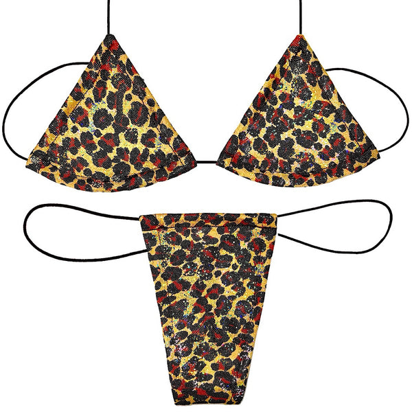 Stripper Exotic Dancer 2 Piece Microkini Set: Sparkly Cheetah