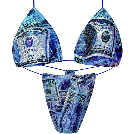 ACE Tieable Microkini: HU$TLER Sparkly Money Blue