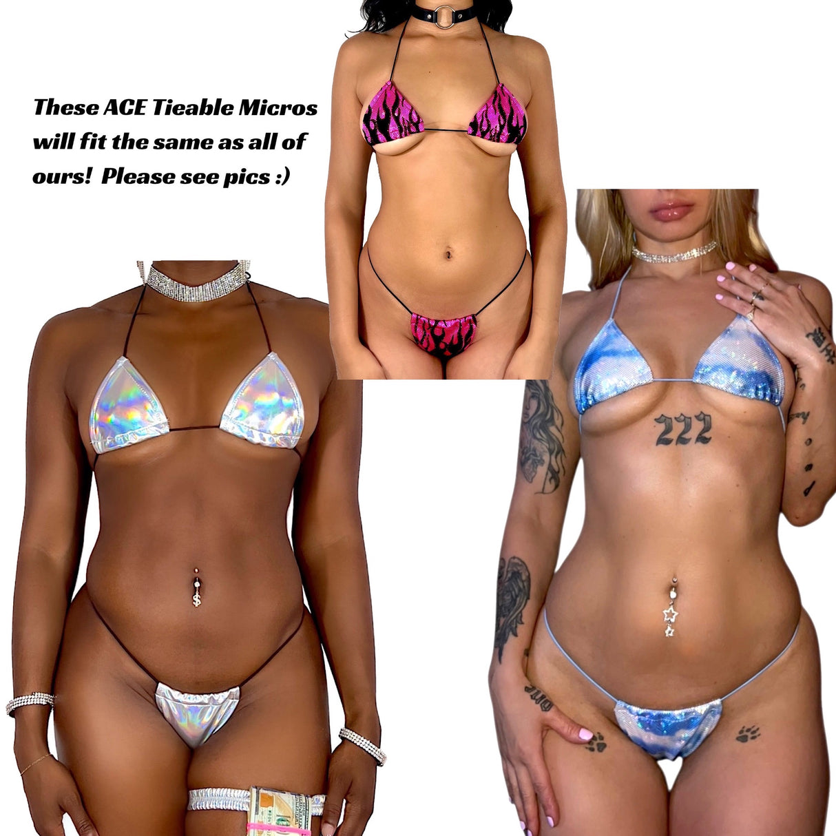 ACE Tieable Microkini: Spiderwebs Holo Pink