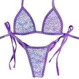 Euphoria Holo Sequins Side Tie Set: Lilac