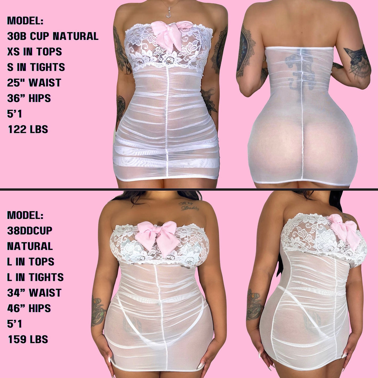 Lil Ho Peep Ruched Tube Dress: White Lace