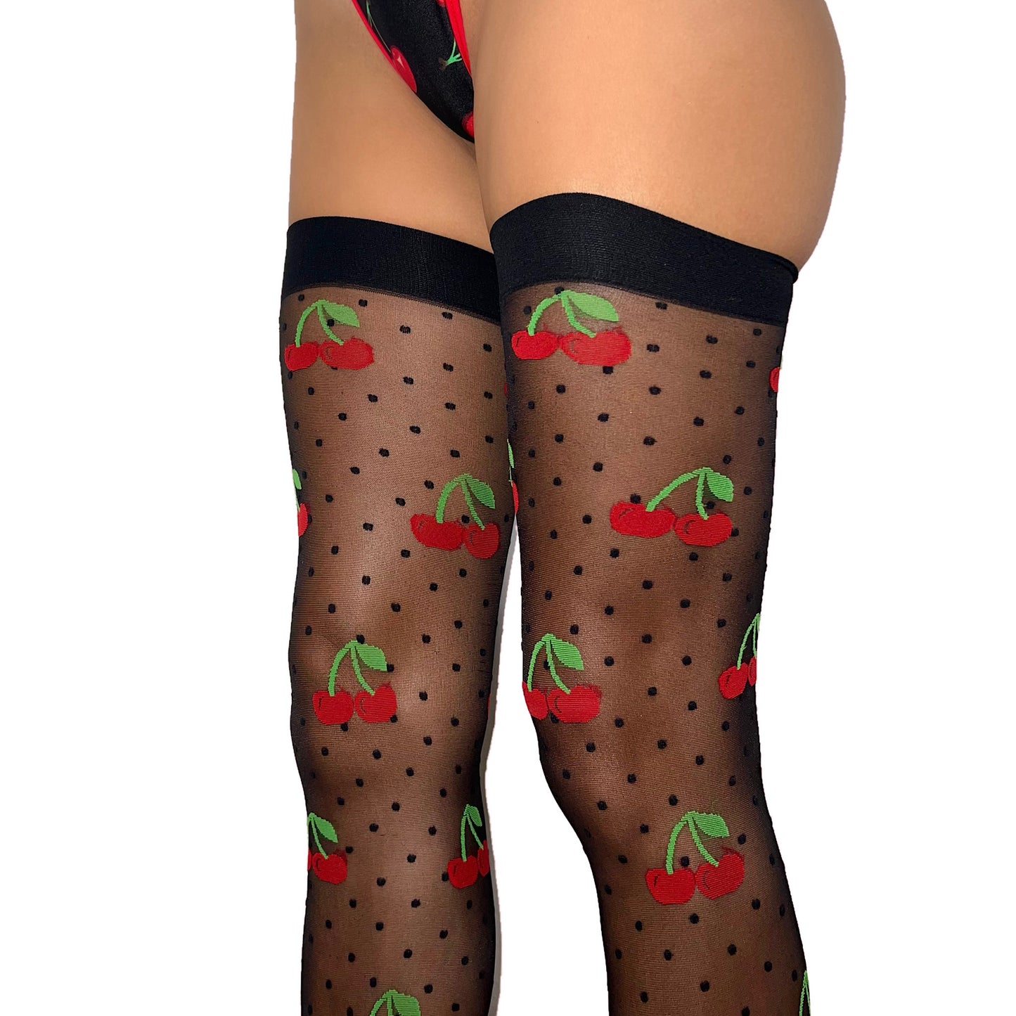 Thigh High Stockings: Maraschino Cherries