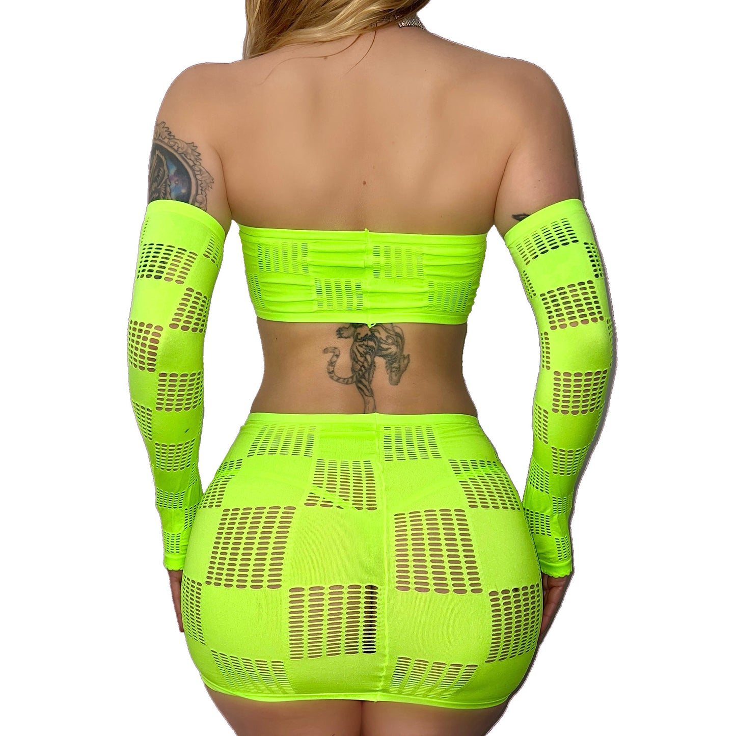 Here Comes Trouble Skirt Set: Neon Green