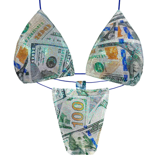 ACE Tieable Microkini: HU$TLER Sparkly Money Green