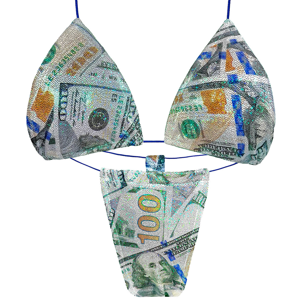 ACE Tieable Microkini: HU$TLER Sparkly Money Green