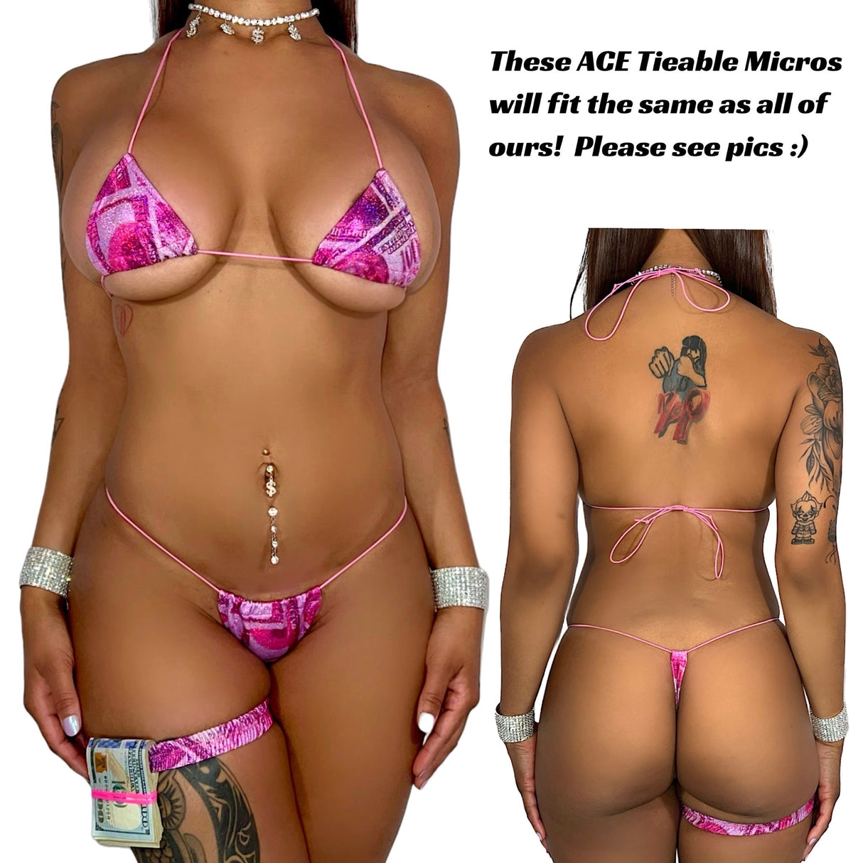 ACE Tieable Microkini: Spiderwebs Holo Pink
