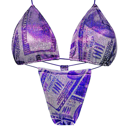 ACE Tieable Microkini: HU$TLER Sparkly Money Purple