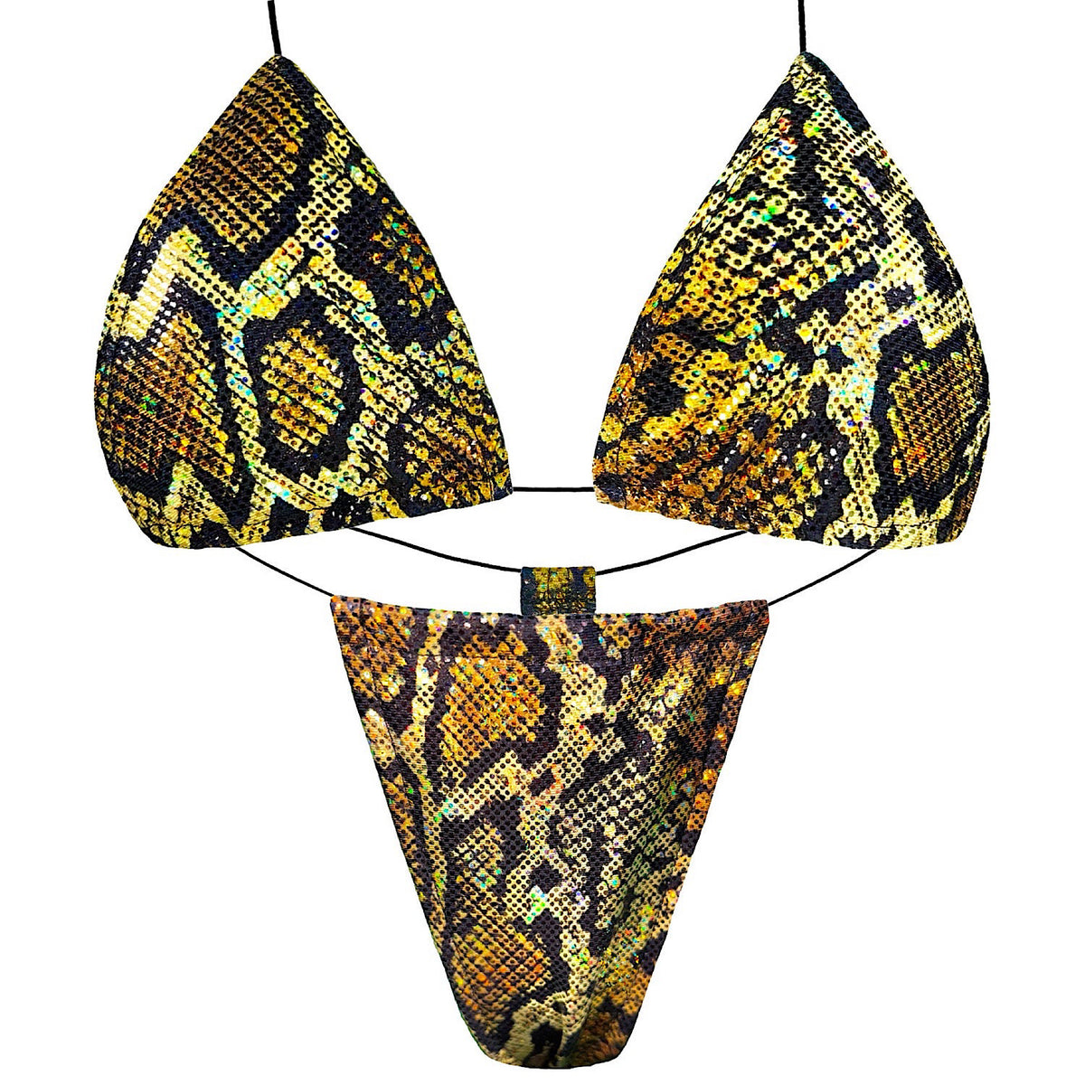 Microkinny Stripper Exotic Dancer 2 Piece Microkini Set: Gold Snakeskin Print ...