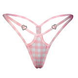 ACE Siren V Back Thong: Gingham Baby Pink